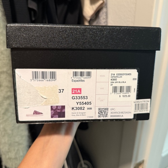 CHANEL Black and Blue Espadrille Logo Mules - Picture 7 of 8